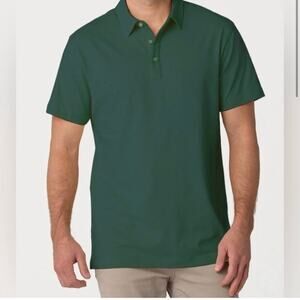 Swet Tailor Size L All In Polo In Spruce Green Side Slits 3 Button Collared NEW